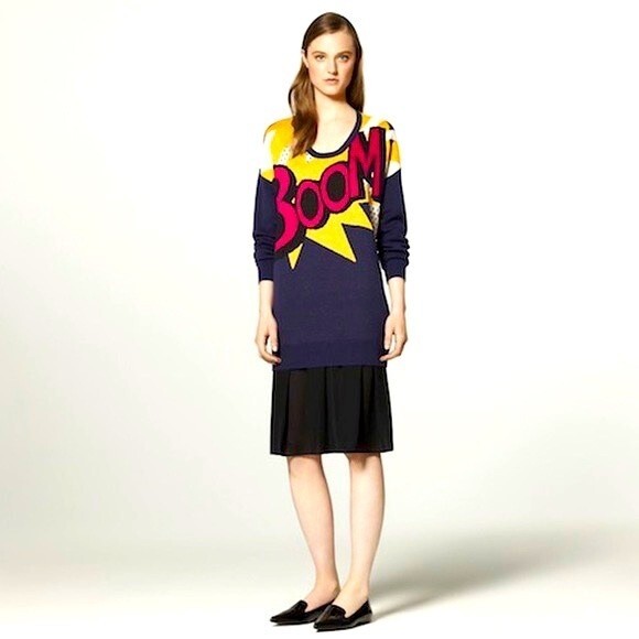 NWT 3.1 Phillip Lim Sweater Dress in Navy BOOM Print Size Medium - Picture 1 of 11